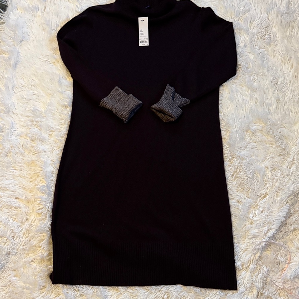 Apt. 9 Burgundy High Neck Sweater Dress Midi Length Large NWT
